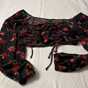 Wild Fable Black and Red Floral Blouse